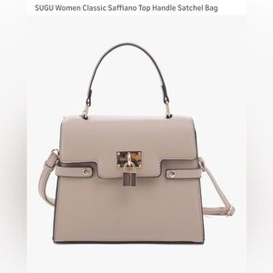 Women Classic Saffiano Beige Satchel Bag